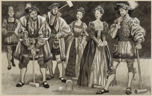François Ier (1494-1547) jouant au croquet (gouache sur papier) - Ron Embleton