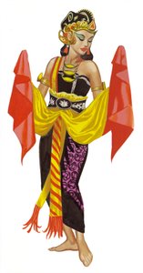 Mata Hari dansant (gouache sur papier)
