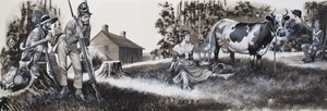 Laitière avec soldats (gouache sur papier)