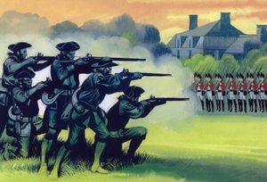La bataille de Lexington (gouache sur papier)