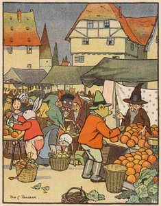 Au marché du jeu (lithographie couleur)