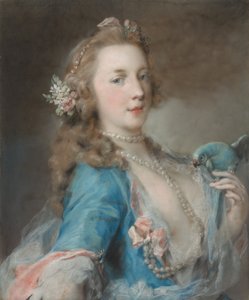 Jeune femme avec un perroquet