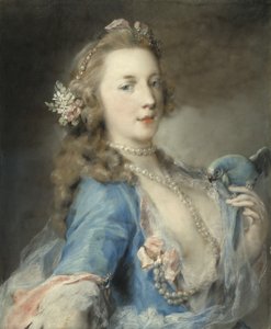 Jeune femme avec un perroquet