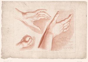 Page de titre avec trois mains - Louis François Roubillac