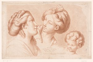 Page de titre avec deux têtes de femmes et une tête d