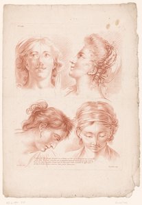 Quatre têtes de femmes dans différentes positions (IIIe Cahier de Principes du Dessin d