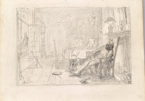 Homme dans un fauteuil et mort sur le pas de la porte - Rudolf Hausleithner