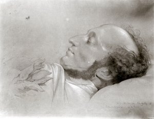 Felix Mendelssohn (1809-47) sur son lit de mort, vers 1847 - Rudolf Julius Benno Huebner