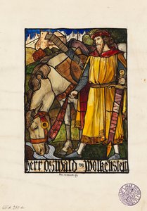 Oswald von Wolkenstein Conception pour vitrail, 1899 - Rudolf Schiestl