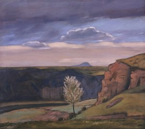 Vue de Žalov vers la montagne Říp