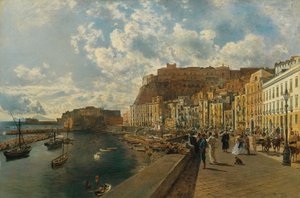 Sur la plage de Santa Lucia à Naples - Rudolf von Alt