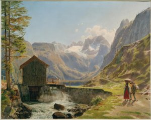 Le Dachstein dans le Salzkammergut depuis le Vorderer Gosausee - Rudolf von Alt