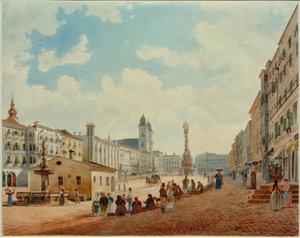 La place principale de Linz - Rudolf von Alt