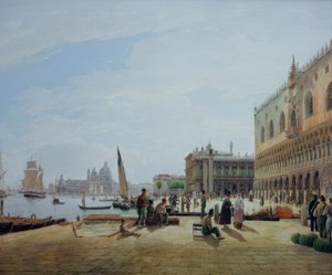 La Riva degli Schiavoni avec le Palais des Doges - Rudolf von Alt