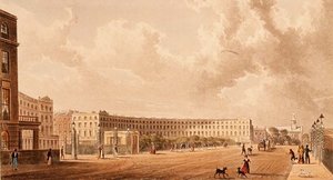 Le Croissant, Portland Place, aquatinte publiée en 1822 - Rudolph Ackermann
