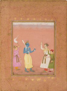 Un héros accueilli par des princes, illustrant le mode musical Kanada Ragini, vers 1680 - Ruknuddin