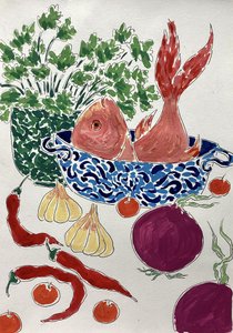 Poisson et légumes frais - Rushati Chowdhury