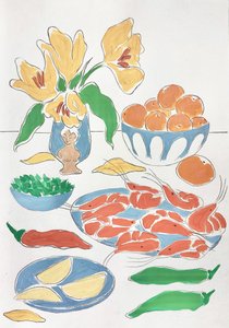 Fleurs fraîches et festin