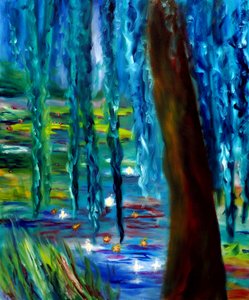Monet Jardin japonais à Giverny Panneau droit, 2024 (huile sur toile) - Ruslana Levandovska