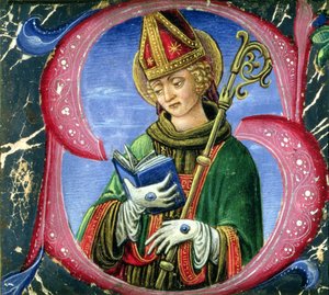 Initiale historiée S représentant un évêque saint, vers 1470 - Russi Francesco di Giovanni de