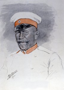 Général Anatoli Stoessel Commandant de Port Arthur Square, Pastel de Kraftshenko - Russian School