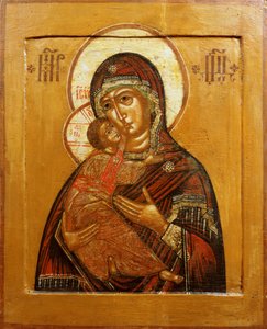Mère de Dieu de Vladimir, icône du nord-ouest de la Russie, fin XVIIe siècle - Russian School