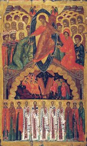 La Descente aux Enfers, avec des Saints Sélectionnés, fin du 15ème siècle - Russian icon.