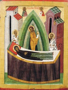 La Dormition de la Vierge, début du 15e siècle - Russian icon.