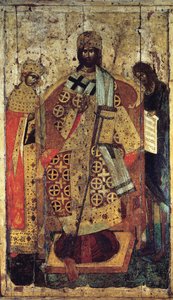 Le Roi des Rois à la droite se tenait, 14ème siècle - Russian icon.