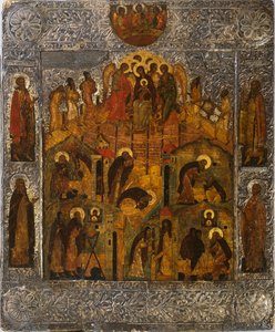 La Révélation de la Vierge Marie à Saint Alexandre Svirsky, 1600s - Russian icon.