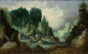 Paysage rocheux avec une rivière et une cascade