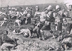 Majuba Hill, 27 février 1881 (1ère guerre des Boers), illustration de British Battles on Land and Sea, 1915