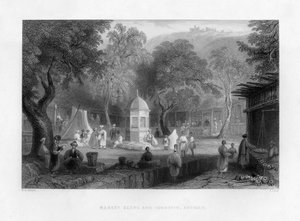 Scène de marché et fontaine à Antioche, Turquie, 1841