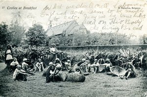 Coolies au petit déjeuner, c. 1908 - S. Mahadeo