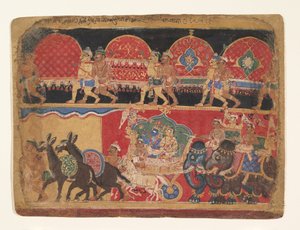 Krishna et les jeunes filles Kshatriya se rendent à Dvaraka - Sa Nana