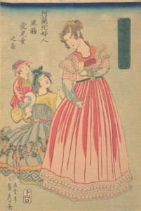 Femme et enfant néerlandais - Sadahide Utagawa