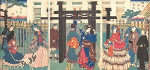Établissement commercial étranger à Yokohama, 1861 - Sadahide Utagawa