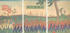 Grande manœuvre militaire, 1866 Keio 2, 2e mois - Sadahide Utagawa
