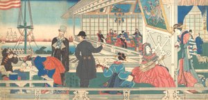 Maison des marchands étrangers à Yokohama, 9e mois, 1861 - Sadahide Utagawa