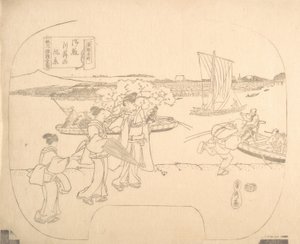 Épreuve de gravure sur bois pour éventail, 19e siècle - Sadahide Utagawa