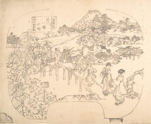 Épreuve de gravure sur bloc pour éventail, 19ème siècle