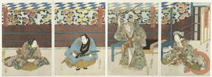 Quatre acteurs à une exposition de fleurs d