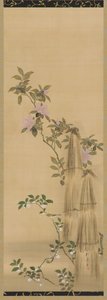Fleurs roses et blanches et couvertures de paille, période Edo, 1761-1828 - Sakai Hoitsu