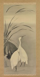 Deux aigrettes et lotus - Sakai Hoitsu