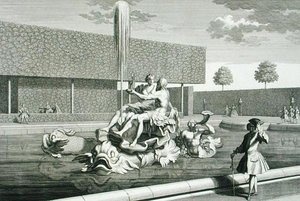 La fontaine de Neptune et Thétis au palais du Belvédère, Vienne, gravée par Jakob Gottlieb Thelott, publiée vers 1730-40 - Salomon (after) Kleiner