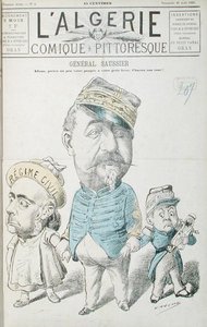 Caricature du général Félix Gustave Saussier, couverture de 