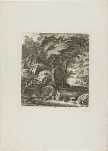 Couple assis dans une clairière - Salomon Gessner