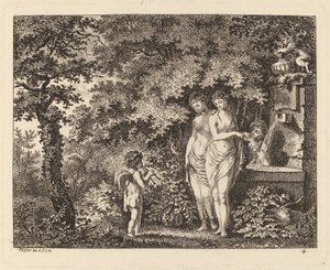 Éros avec trois filles à une fontaine - Salomon Gessner