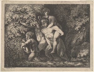 Famille de satyres, en mouvement, XVIIIe siècle