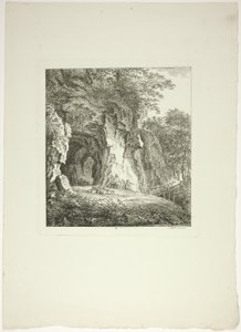 Bergers et moutons se reposant sous un pont, planche sept de Paysages Dédiés à M. Warelet - Salomon Gessner